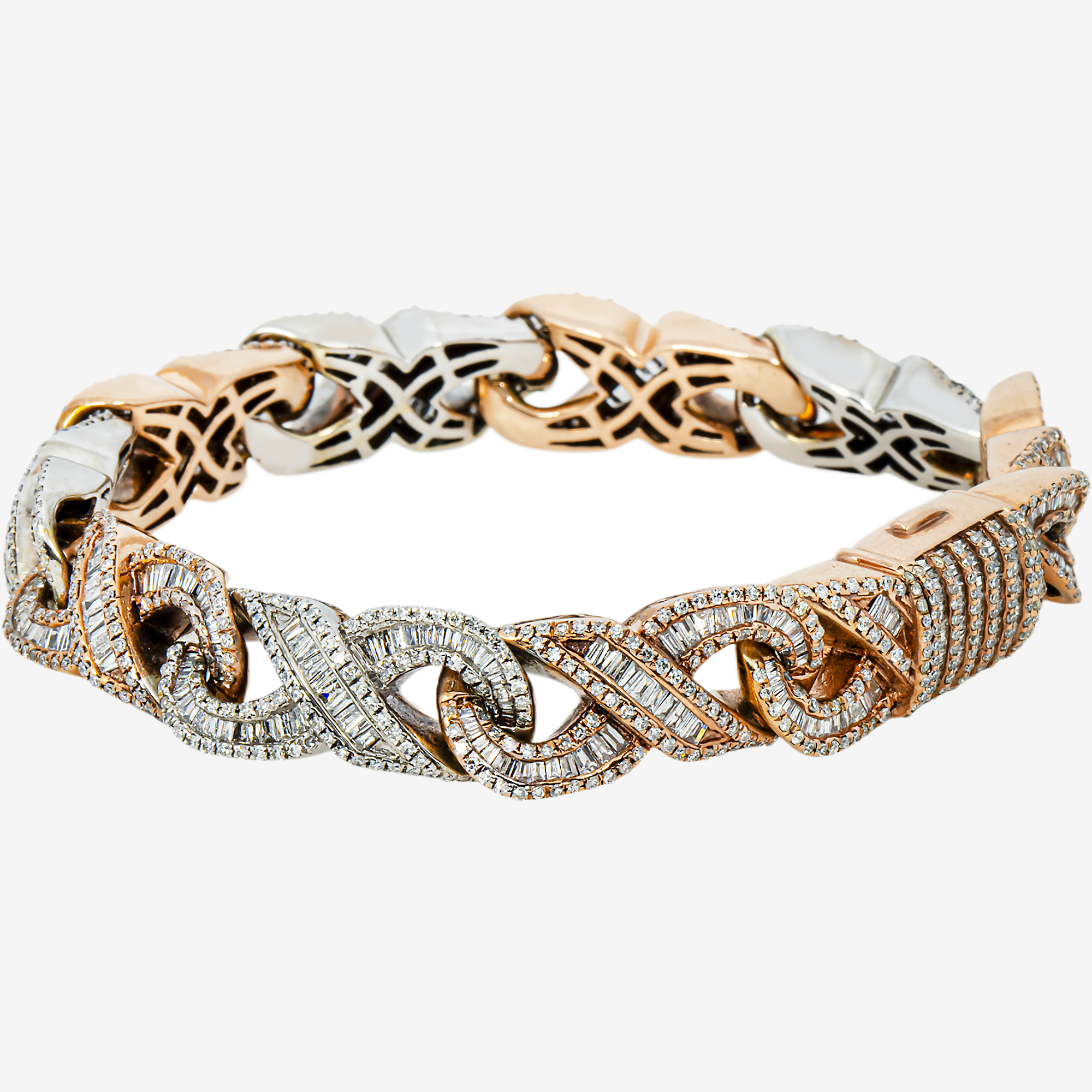 10K TWO TONE 8" / 11MM BAGGUETTE INFINITY LINK BRACELET WITH 24CT DIAMONDS