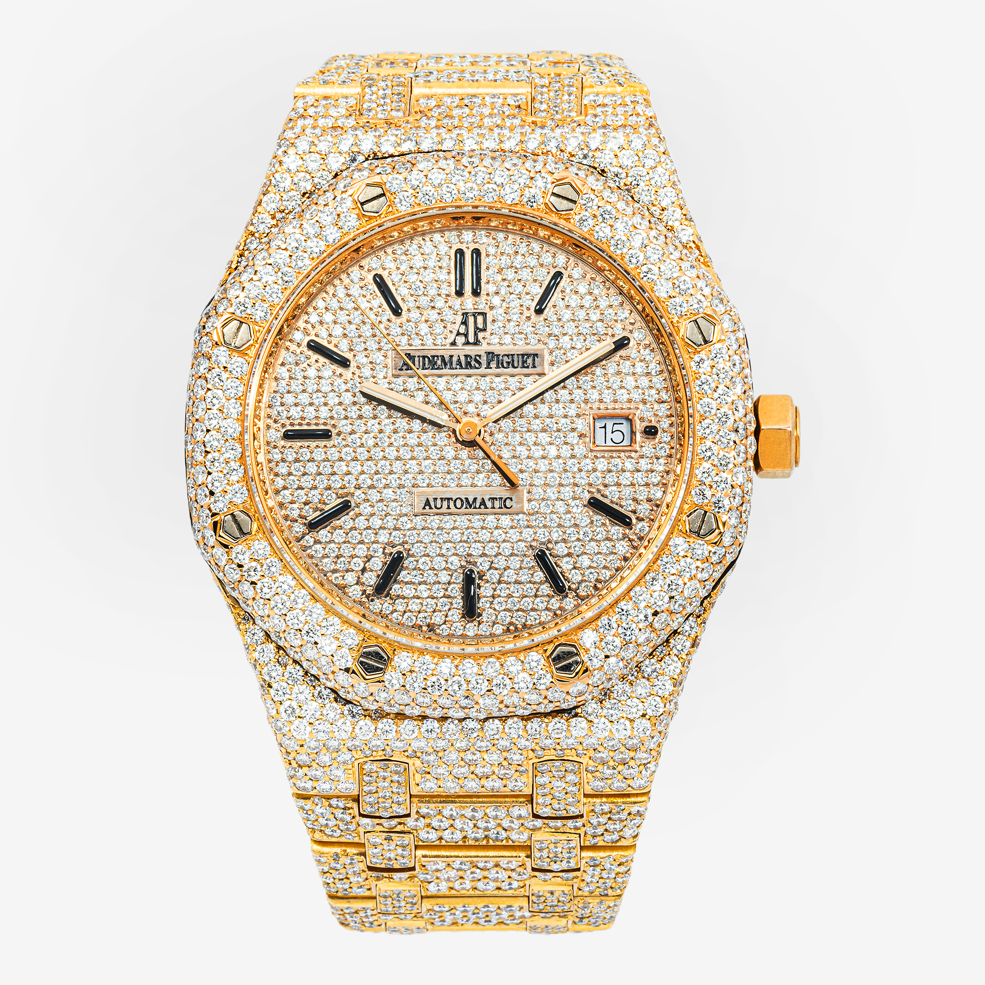 AUDEMARS PIGUET ROYAL OAK SELFWINDING 15400OR 41MM ROSE GOLD DIAMOND DIAL WITH 19.75 CT DIAMONDS