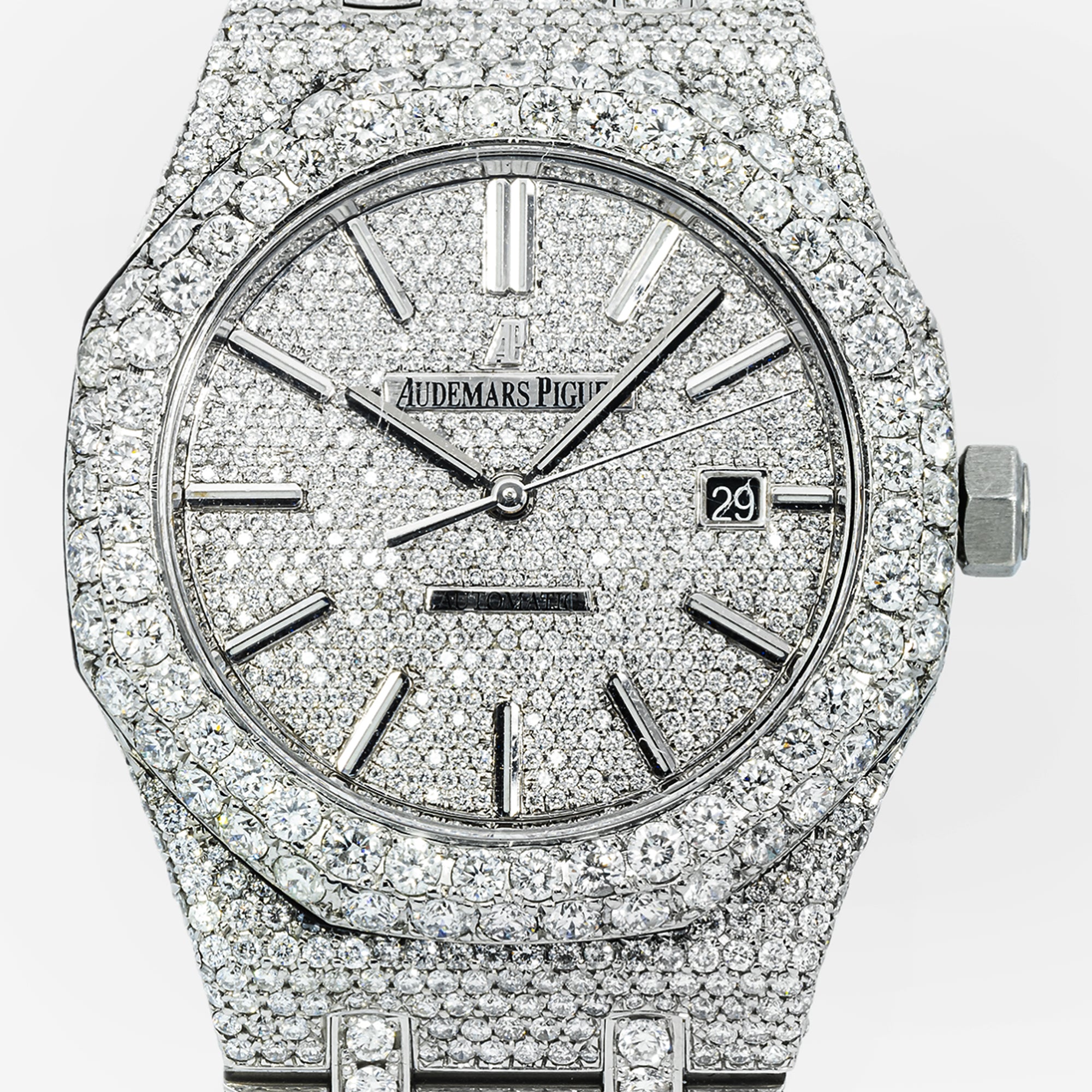 AUDEMARS PIGUET ROYAL OAK SELF WINDING 15400 41MM PAVE DIAMOND DIAL WITH 22.75 CT DIAMONDS (Copy)