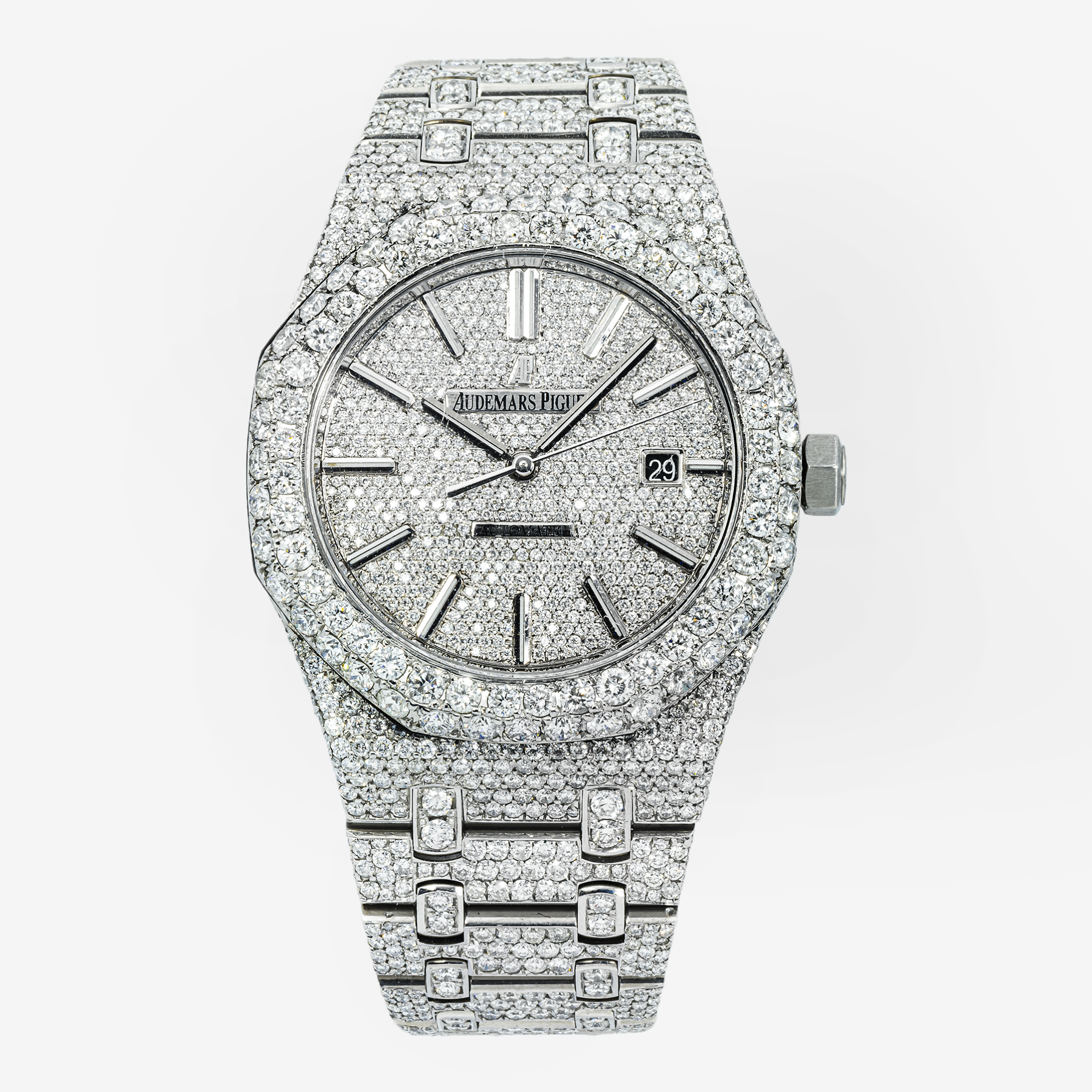 AUDEMARS PIGUET ROYAL OAK SELF WINDING 15400 41MM PAVE DIAMOND DIAL WITH 22.75 CT DIAMONDS (Copy)