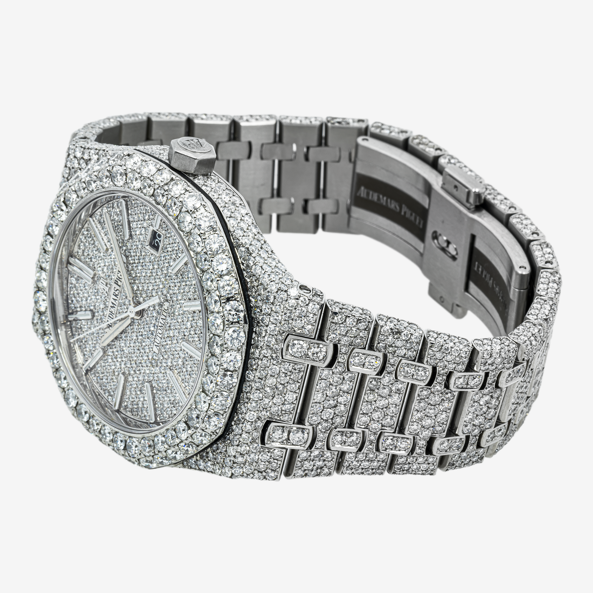 AUDEMARS PIGUET ROYAL OAK SELF WINDING 15400 41MM PAVE DIAMOND DIAL WITH 22.75 CT DIAMONDS (Copy)