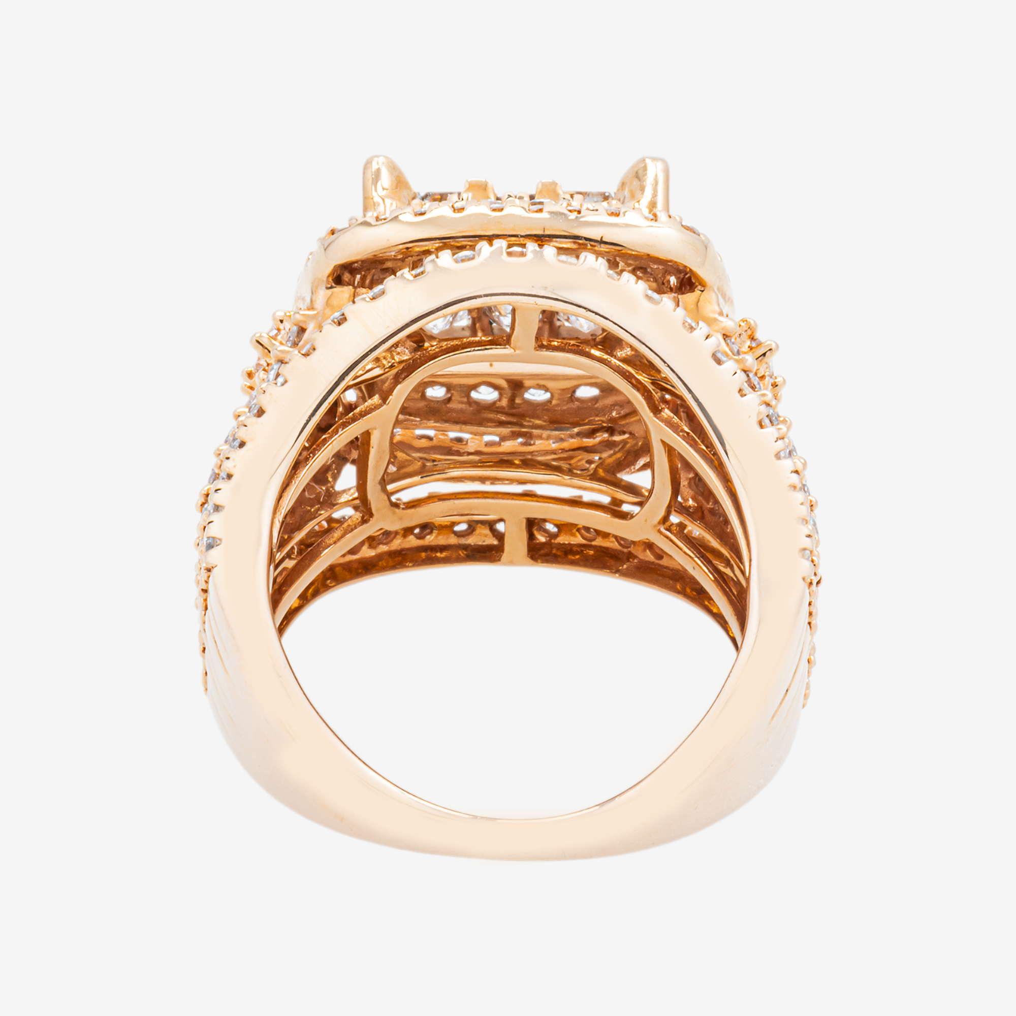 10K INVISIBLE SET SQUARE CLUSTER DIAMOND RING IN RG 3 CT DIAMONDS