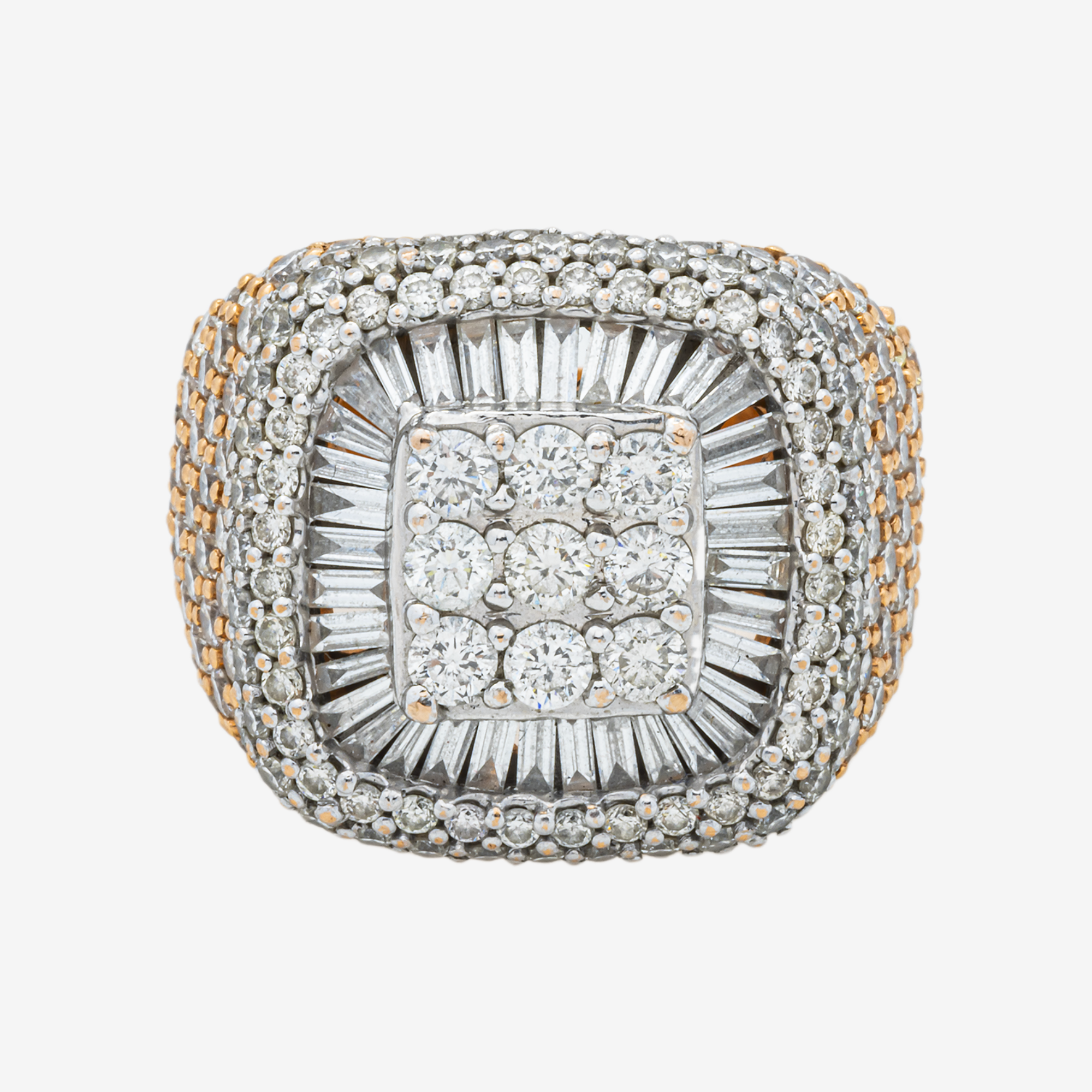10K HALO DIAMOND RING IN RG 3.9 CT DIAMONDS