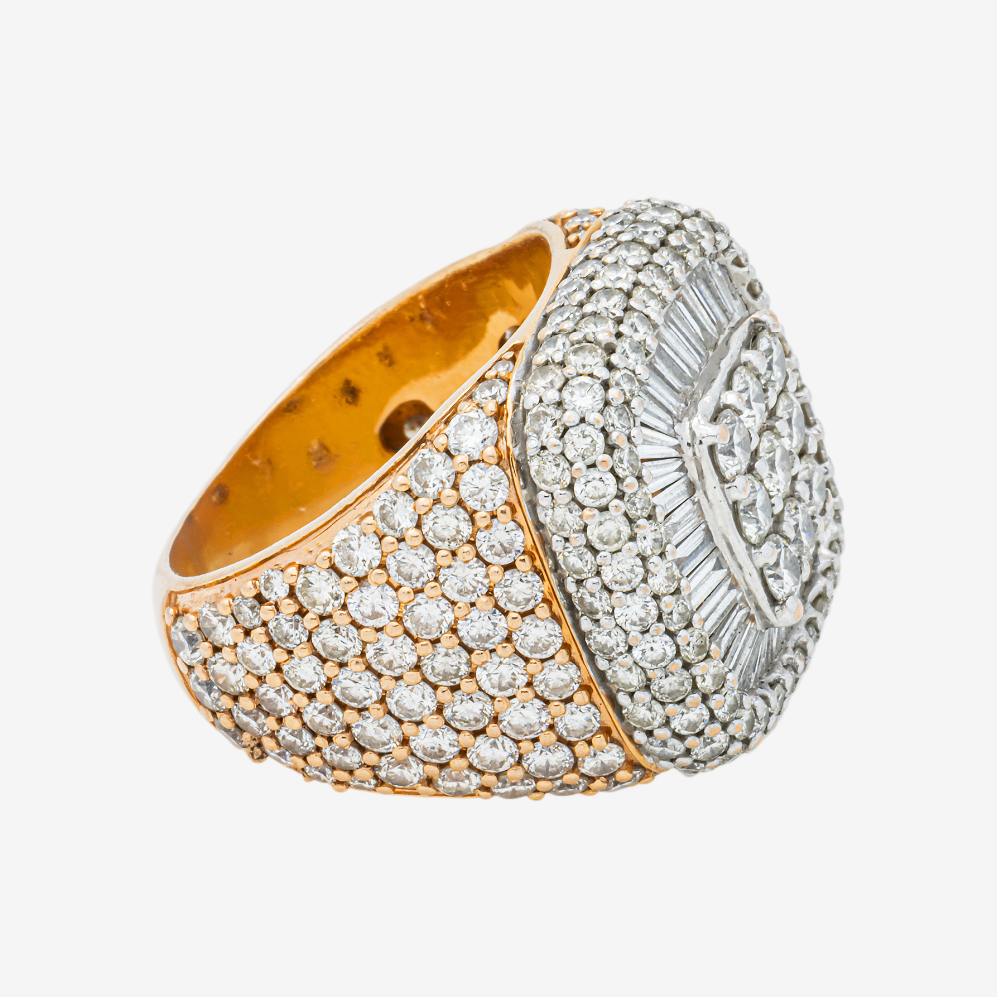 10K HALO DIAMOND RING IN RG 3.9 CT DIAMONDS