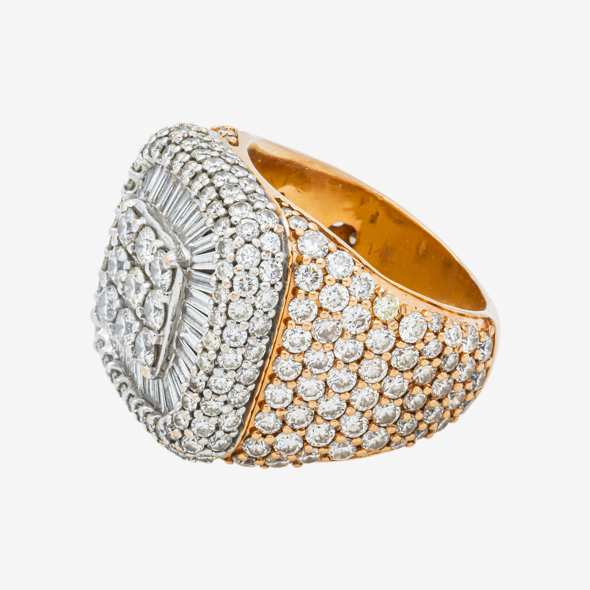 10K HALO DIAMOND RING IN RG 3.9 CT DIAMONDS