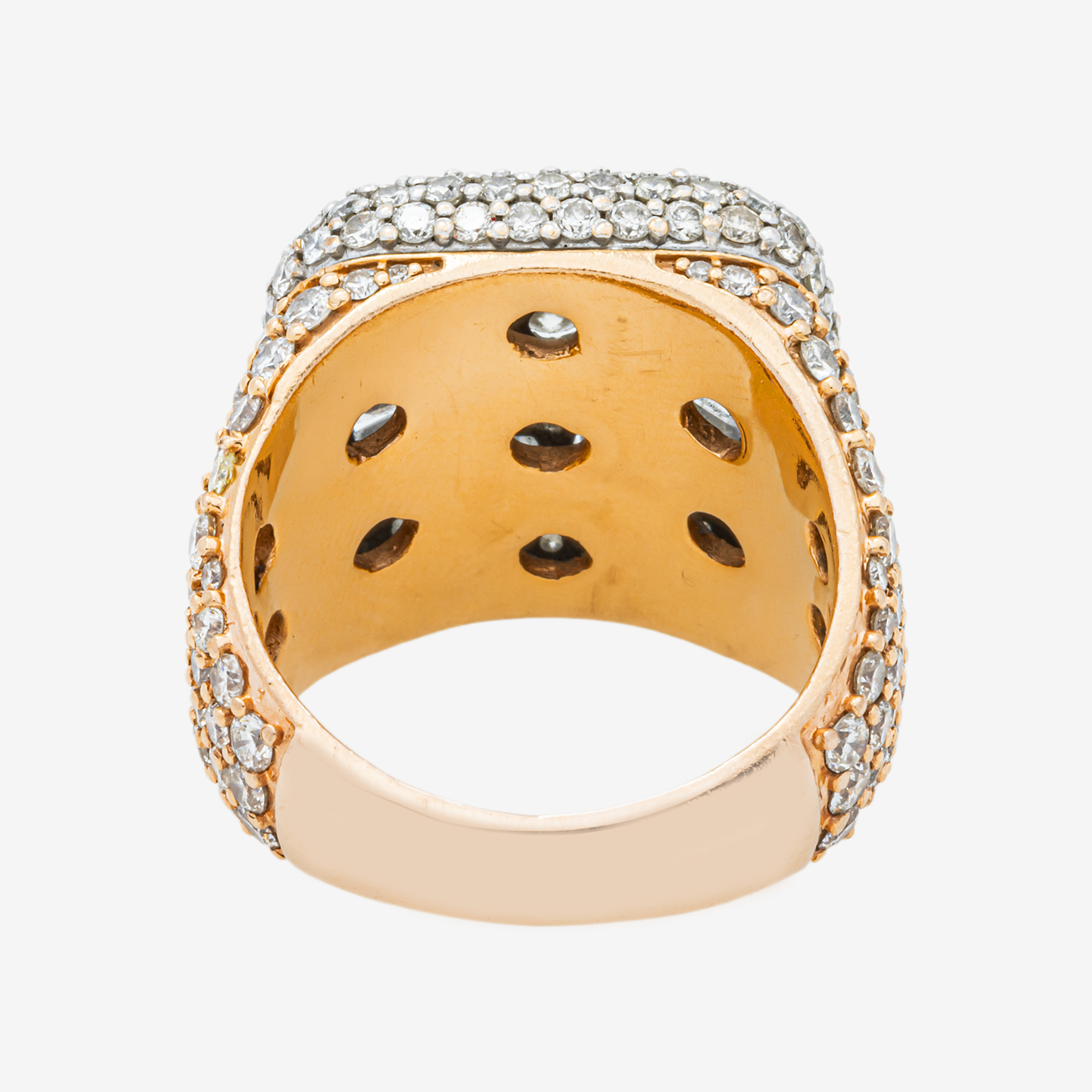 10K HALO DIAMOND RING IN RG 3.9 CT DIAMONDS