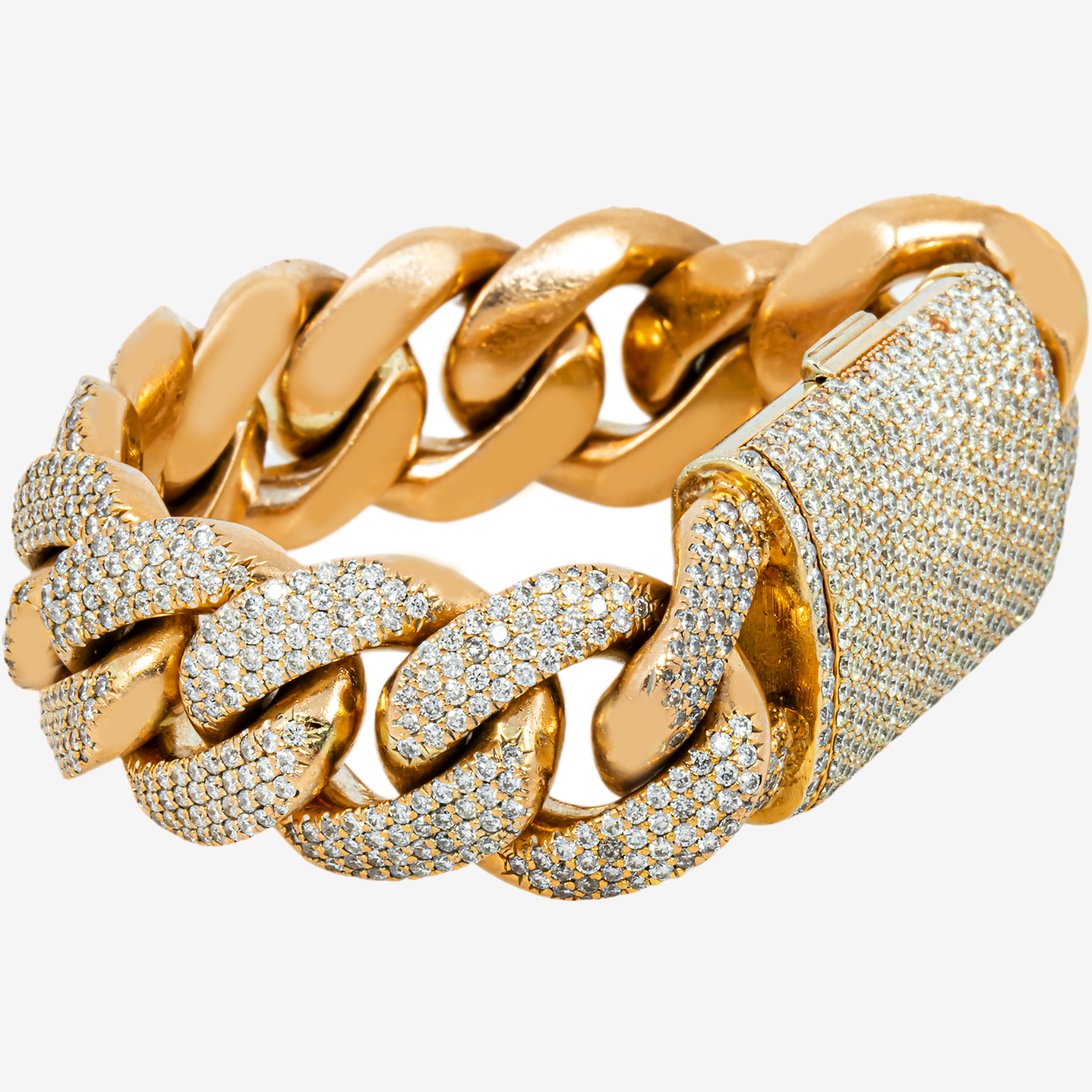 10K ROSE GOLD 7" / 19.5MM CUBAN BRACELET WITH 25CT DIAMONDS